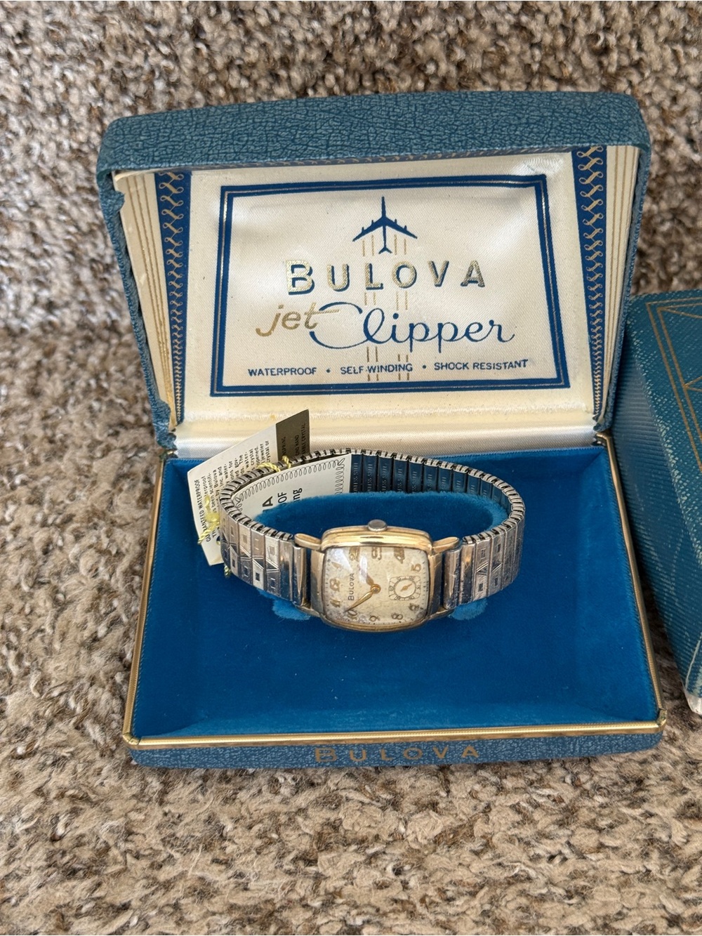 Bulova vintage 10k gold winding Jet Clipper Vintage Men's Watch with box